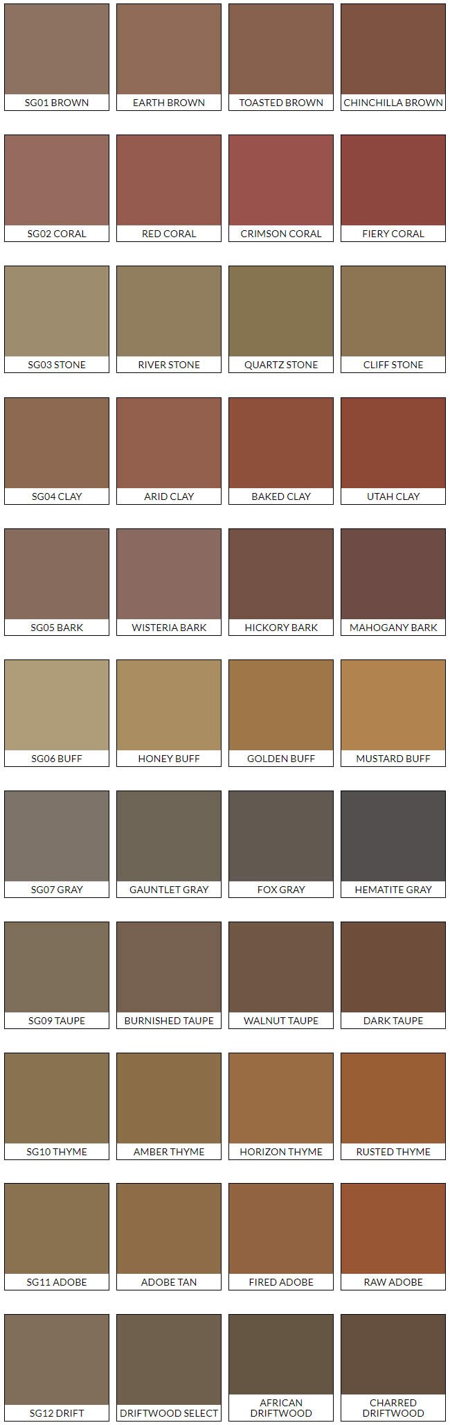 Integral Concrete Color Chart