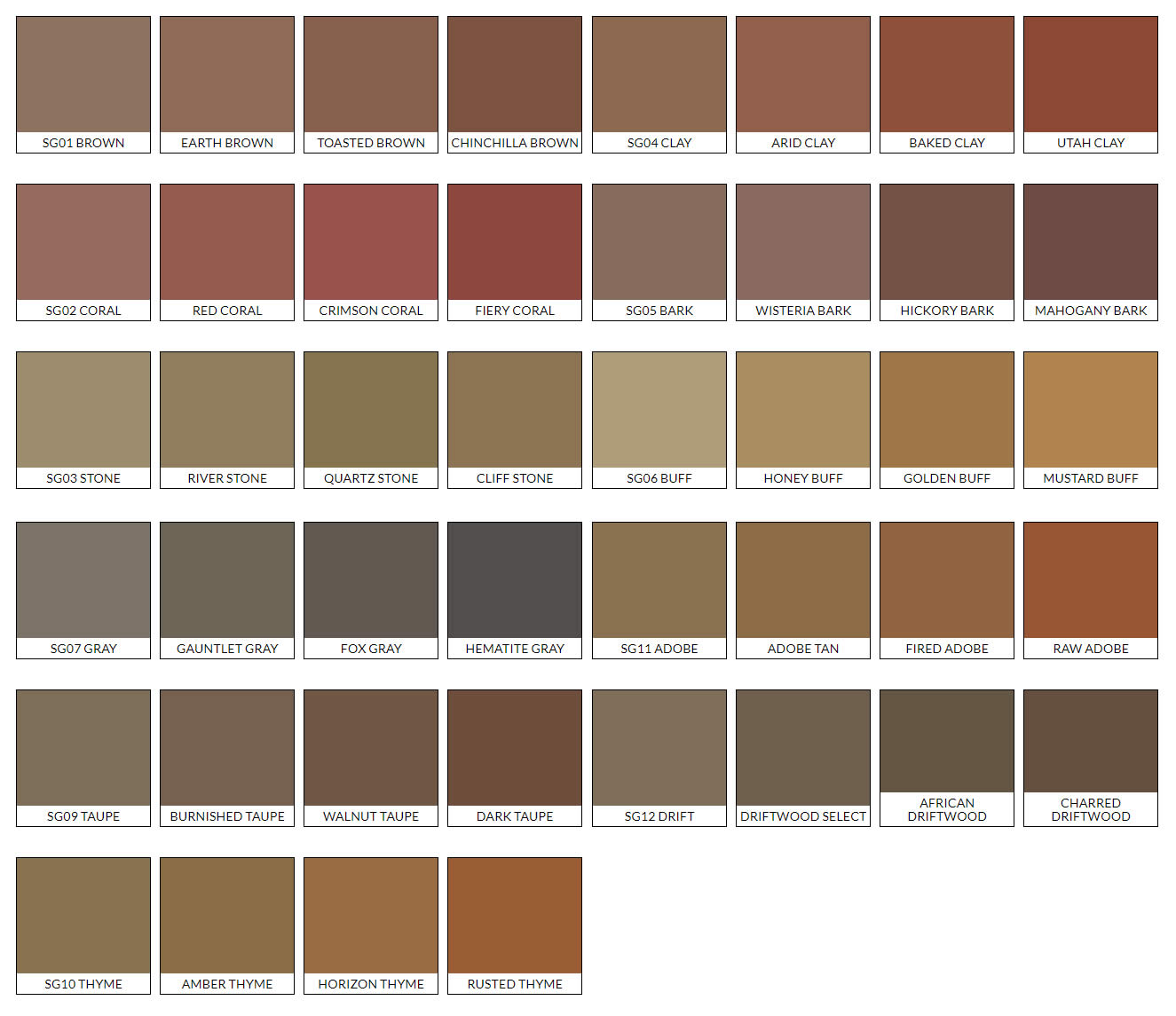 Integral Concrete Color Chart